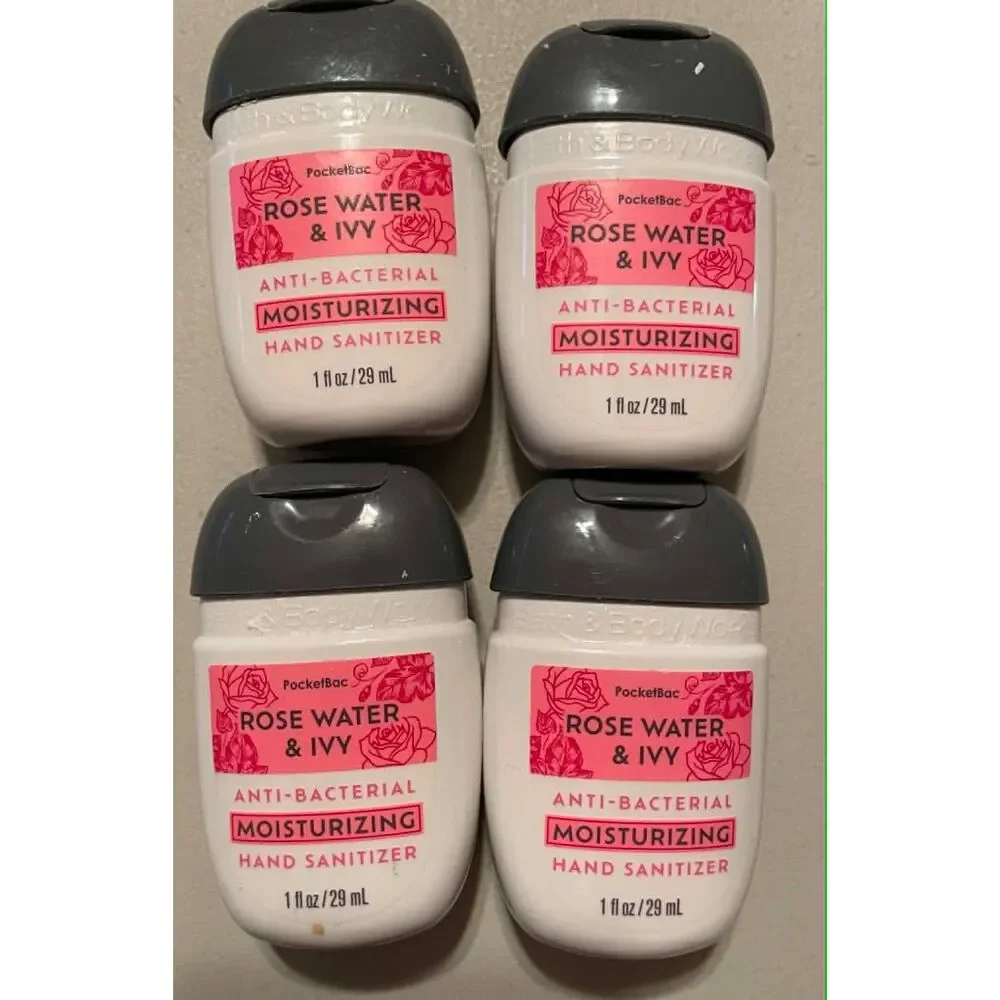 Bath & Body Works 1oz Rose Water & Ivy Moisturizing Anti-Bacterial Hand Gel X4